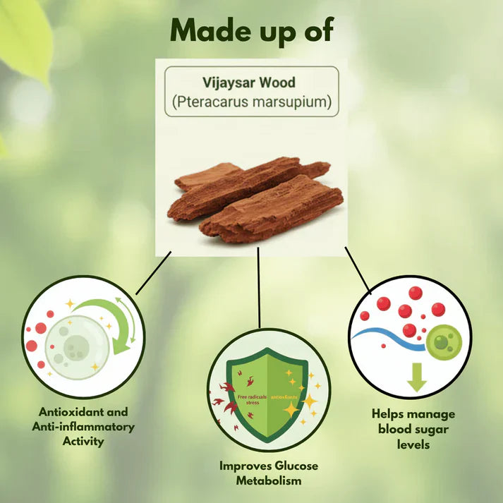 Sugar Balance Vijaysar Wood Glass